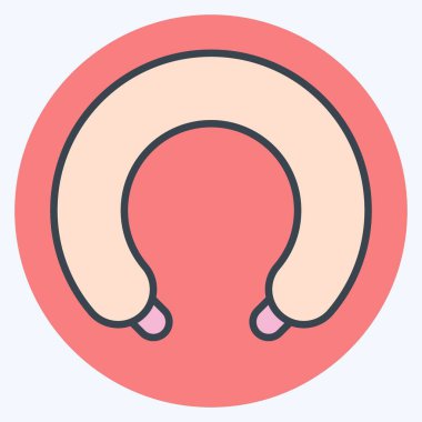 İkon Boyun Yastığı. Ortopedik sembolle ilgili. renk arkadaşı stili. Basit dizayn edilebilir. Basit resimleme