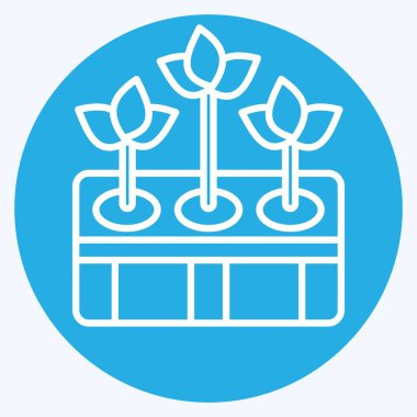 Icon Hidrofonik Bahçıvanlık. Tarım sembolüyle ilgili. Mavi gözlü. Basit dizayn edilebilir. Basit resimleme