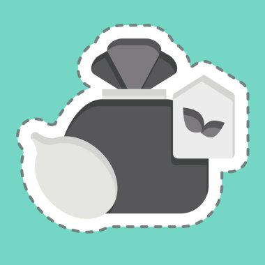 Çıkartma çizgisi Tohum Torbası 'nı kesti. Tarım sembolüyle ilgili. Basit dizayn edilebilir. Basit resimleme