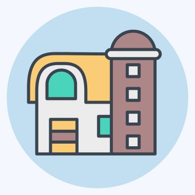 Simge Ambarı. Tarım sembolüyle ilgili. renk arkadaşı stili. Basit dizayn edilebilir. Basit resimleme