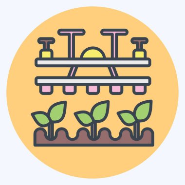 İkon Tarım Dronu. Tarım sembolüyle ilgili. renk arkadaşı stili. Basit dizayn edilebilir. Basit resimleme