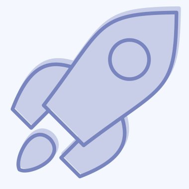 Simgesel Ürün Fırlatması. Sanat ve Medya sembolüyle ilgili. İki ton stili. Basit tasarım düzenlenebilir