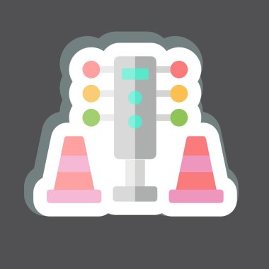 Çıkartma Trafik Işıkları. Yarış sembolüyle ilgili. Basit dizayn edilebilir. Basit resimleme