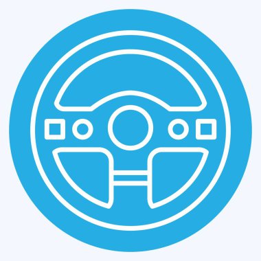 İkon Direksiyon. Yarış sembolüyle ilgili. Mavi gözlü. Basit dizayn edilebilir. Basit resimleme