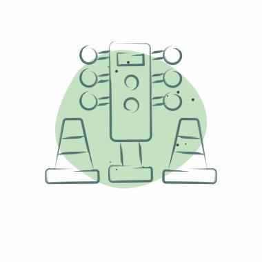 Simgesel Trafik Işıkları. Yarış sembolüyle ilgili. Renkli Leke Biçimi. Basit dizayn edilebilir. Basit resimleme