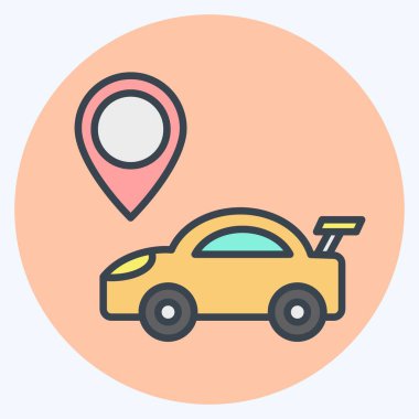 Simge Seyrüsefer. Yarış sembolüyle ilgili. renk arkadaşı stili. Basit dizayn edilebilir. Basit resimleme