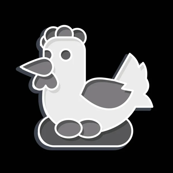 Kurczak Ikonowy Związane Symbolem Rolnictwa Błyszczący Styl Prosty Projekt Można — Wektor stockowy