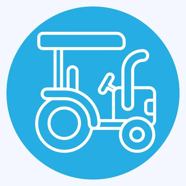 Icône Tracteur Lié Symbole Agriculture Style Yeux Bleus Conception Simple — Image vectorielle