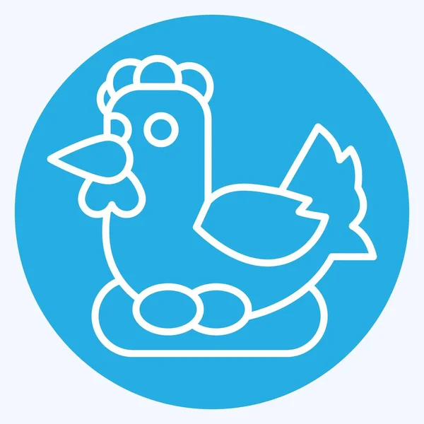 Icono Pollo Relacionado Con Símbolo Agricultura Ojos Azules Estilo Diseño — Vector de stock
