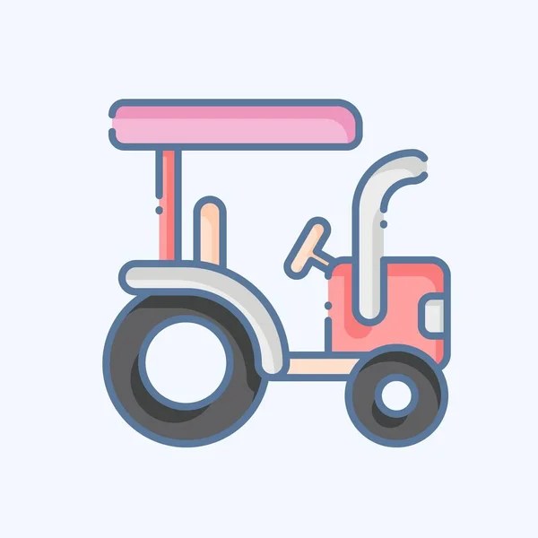 Ikon Traktor Mezőgazdasági Szimbólummal Kapcsolatos Doodle Stílusban Egyszerű Tervezés Szerkeszthető — Stock Vector