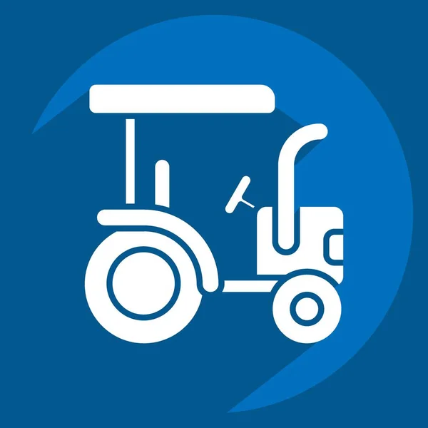 Ikone Traktor Mit Dem Symbol Der Landwirtschaft Verwandt Lange Schatten — Stockvektor