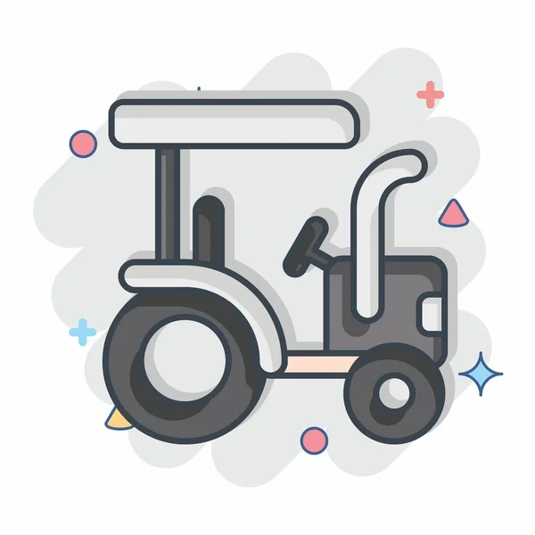 Icône Tracteur Lié Symbole Agriculture Style Comique Conception Simple Modifiable — Image vectorielle