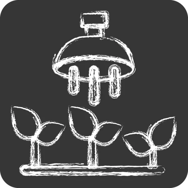 Arrosage Des Icônes Lié Symbole Agriculture Style Craie Conception Simple — Image vectorielle