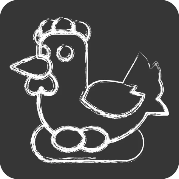 Icon Chicken Související Symbolem Zemědělství Křídový Styl Jednoduchý Design Upravitelný — Stockový vektor