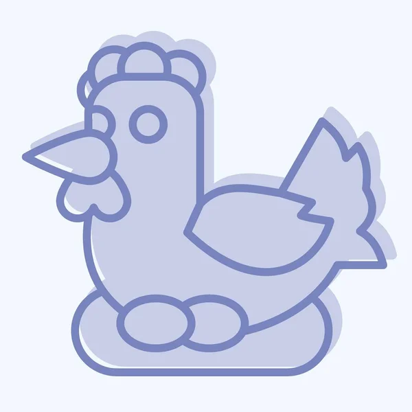 Icon Chicken Související Symbolem Zemědělství Dvoubarevný Styl Jednoduchý Design Upravitelný — Stockový vektor