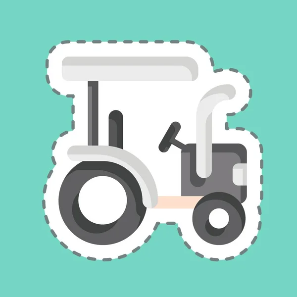 Ligne Autocollant Coupé Tracteur Lié Symbole Agriculture Conception Simple Modifiable — Image vectorielle