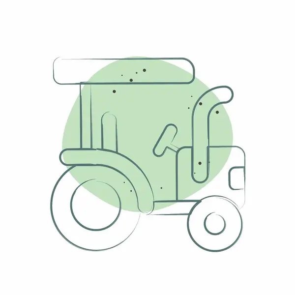 Icône Tracteur Lié Symbole Agriculture Style Color Spot Conception Simple — Image vectorielle
