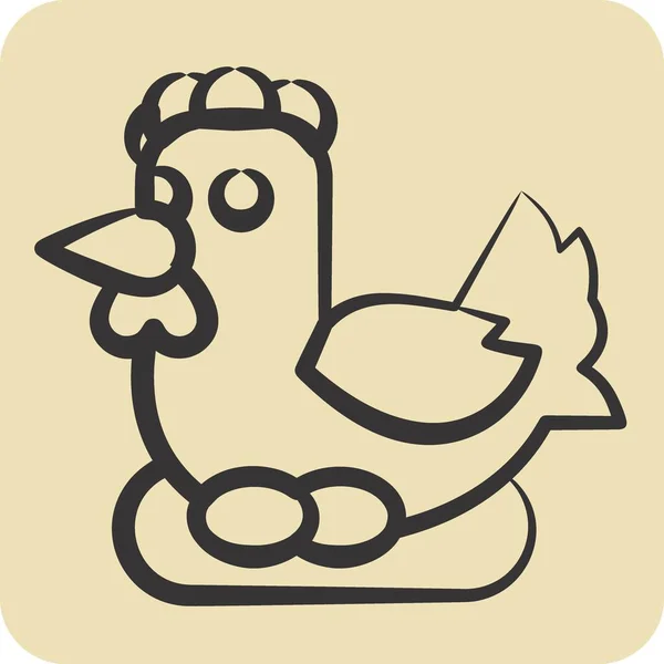 Курица Икона Относится Символу Сельского Хозяйства Ручной Стиль Простой Дизайн — стоковый вектор