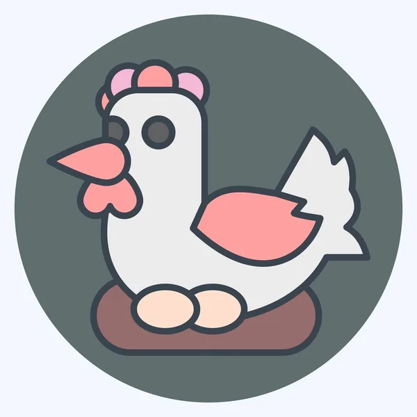 Kurczak Ikonowy Związane Symbolem Rolnictwa Styl Kolorystyczny Prosty Projekt Można — Wektor stockowy