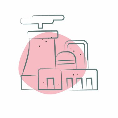 İkon Nükleer Santrali. Nükleer sembolle ilgili. Renkli Leke Biçimi. Basit dizayn edilebilir. Basit resimleme