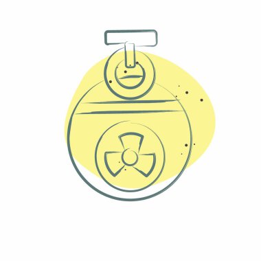 Simge bombası. Nükleer sembolle ilgili. Renkli Leke Biçimi. Basit dizayn edilebilir. Basit resimleme