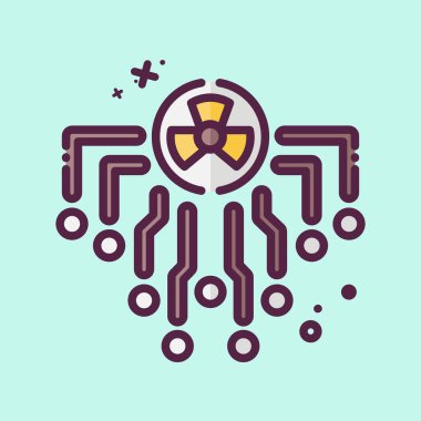 Simge Radyasyonu. Nükleer sembolle ilgili. MBE tarzı. Basit dizayn edilebilir. Basit resimleme