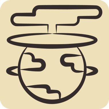 Simge Dünyayı Yok Eder. Nükleer sembolle ilgili. El çizimi tarzı. Basit dizayn edilebilir. Basit resimleme