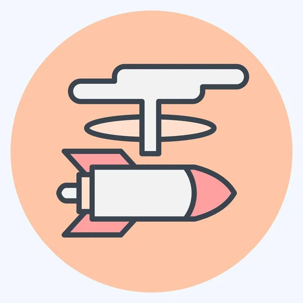 Ikone Atomwaffe Zusammenhang Mit Nuklearsymbol Farbe Mate Stil Einfaches Design — Stockvektor