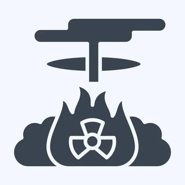 Ikona Jaderný Výbuch Související Jaderným Symbolem Styl Glyfu Jednoduchý Design — Stockový vektor