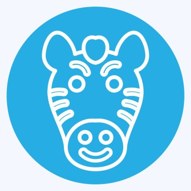 Simge Zebra. Hayvan sembolüyle ilgili. Mavi gözlü. Basit dizayn edilebilir. Basit resimleme