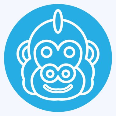 Simge Gorili. Hayvan sembolüyle ilgili. Mavi gözlü. Basit dizayn edilebilir. Basit resimleme