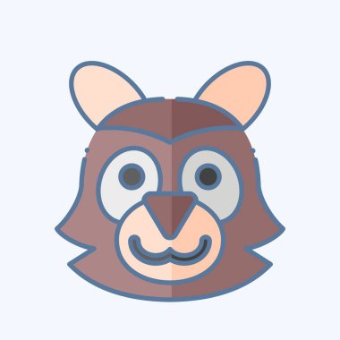 İkon Rakun. Hayvan sembolüyle ilgili. Karalama stili. Basit dizayn edilebilir. Basit resimleme