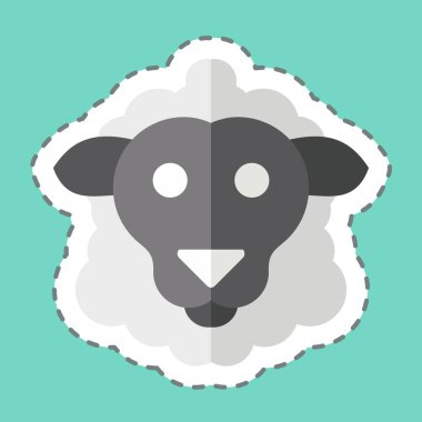 Etiket çizgisi Koyun 'u kesti. Hayvan sembolüyle ilgili. Basit dizayn edilebilir. Basit resimleme