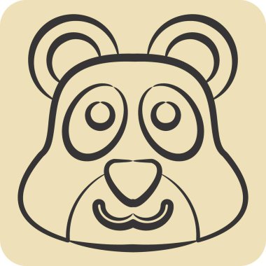 İkon Panda. Hayvan sembolüyle ilgili. El çizimi tarzı. Basit dizayn edilebilir. Basit resimleme