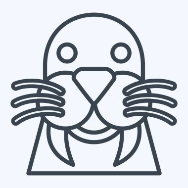 Icon Walrus. Hayvan sembolüyle ilgili. Sıra tarzı. Basit dizayn edilebilir. Basit resimleme