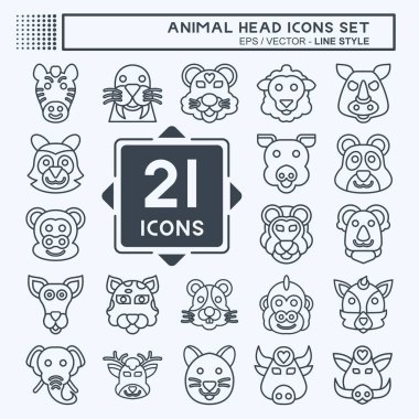 Hayvan Kafası İkonası. Hayvan sembolüyle ilgili. Sıra tarzı. Basit dizayn edilebilir. Basit resimleme