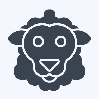 İkon Koyun. Hayvan sembolüyle ilgili. Kabartma tarzı. Basit dizayn edilebilir. Basit resimleme