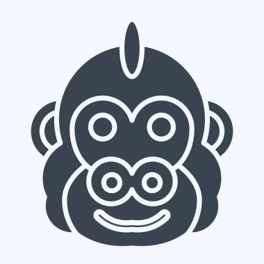 Simge Gorili. Hayvan sembolüyle ilgili. Kabartma tarzı. Basit dizayn edilebilir. Basit resimleme