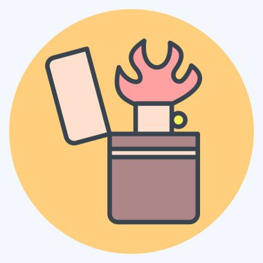 Icon Pyromania. Bağımlılık Sözlüğü sembolüyle ilgili. renk arkadaşı stili. Basit dizayn edilebilir. Basit resimleme