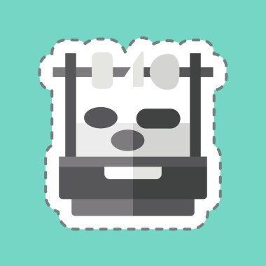 Çıkartma çizgisi Barbekü 'yü kesti. Arjantin sembolüyle ilgili. Basit dizayn edilebilir. Basit resimleme