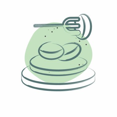 Icon Provolone. Arjantin sembolüyle ilgili. Renkli Leke Biçimi. Basit dizayn edilebilir. Basit resimleme