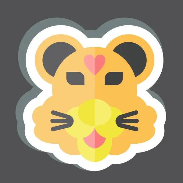 Samolepící Tygr Související Symbolem Zvířete Jednoduchý Design Upravitelný Jednoduchá Ilustrace — Stockový vektor