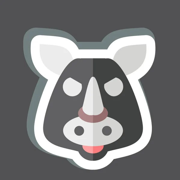 Sticker Rhino Related Animal Symbol Simple Design Editable Simple Illustration — Stock Vector