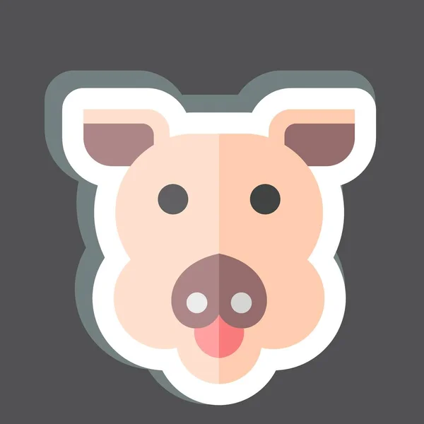 Porco Autocolante Relacionado Com Símbolo Animal Design Simples Editável Ilustração —  Vetores de Stock