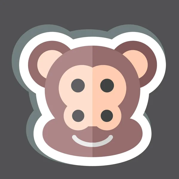 Macaco Adesivo Relacionado Com Símbolo Animal Design Simples Editável Ilustração —  Vetores de Stock