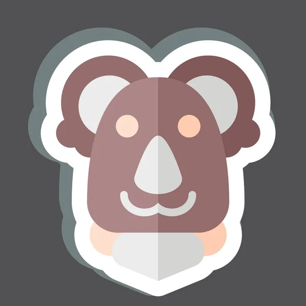 Nálepka Koala Související Symbolem Zvířete Jednoduchý Design Upravitelný Jednoduchá Ilustrace — Stockový vektor