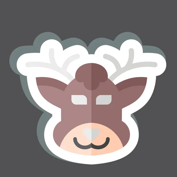Sticker Deer Relacionado Con Símbolo Animal Diseño Simple Editable Ilustración — Vector de stock