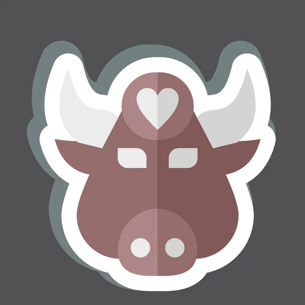 Sticker Buffalo Lié Symbole Animal Conception Simple Modifiable Illustration Simple — Image vectorielle