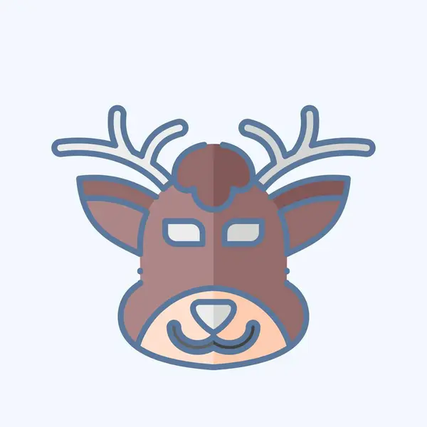Icône Deer Lié Symbole Animal Style Doodle Conception Simple Modifiable — Image vectorielle