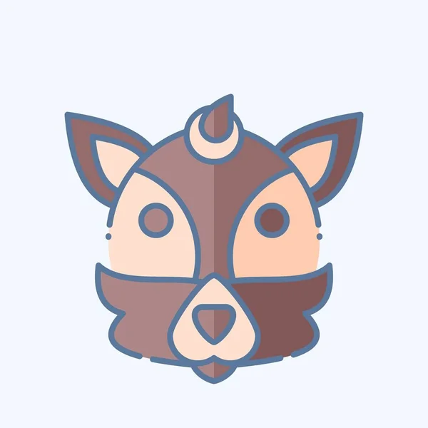 Icône Fox Lié Symbole Animal Style Doodle Conception Simple Modifiable — Image vectorielle